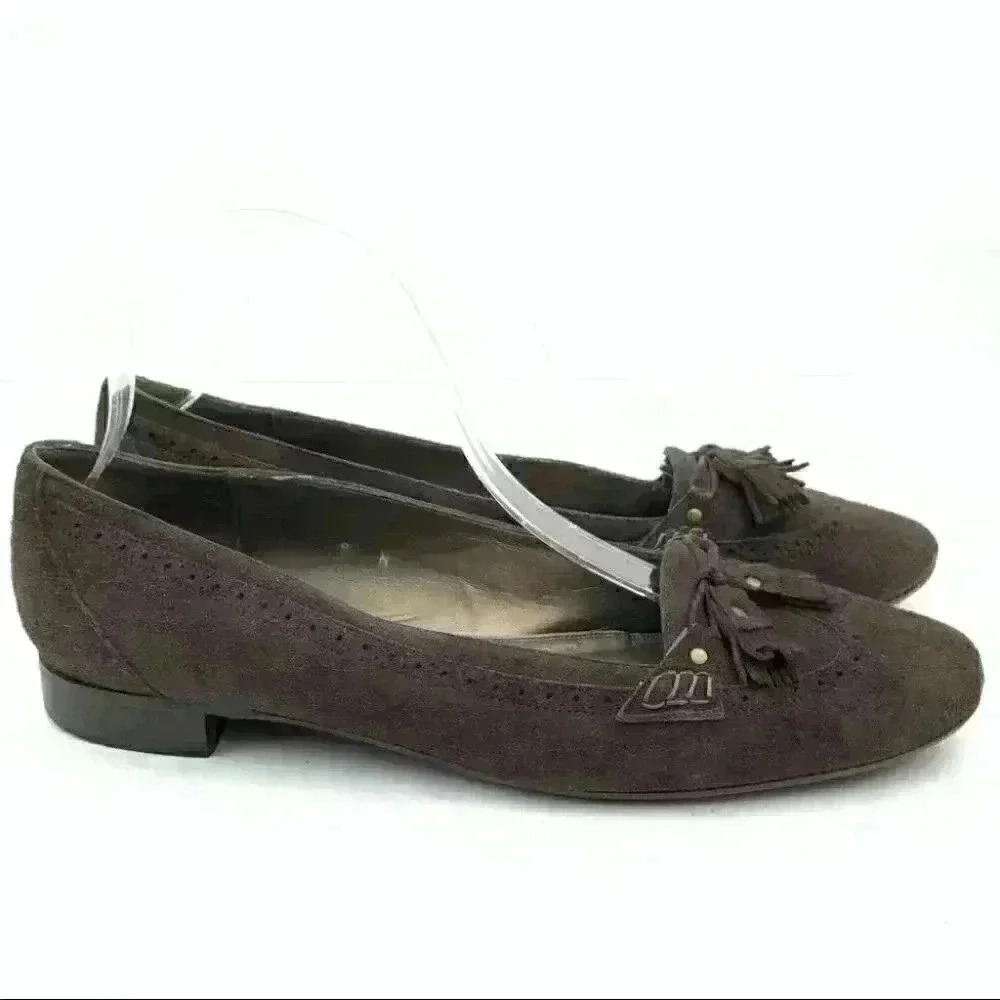 Talbots flats size 9 N brown suede tassel loafers